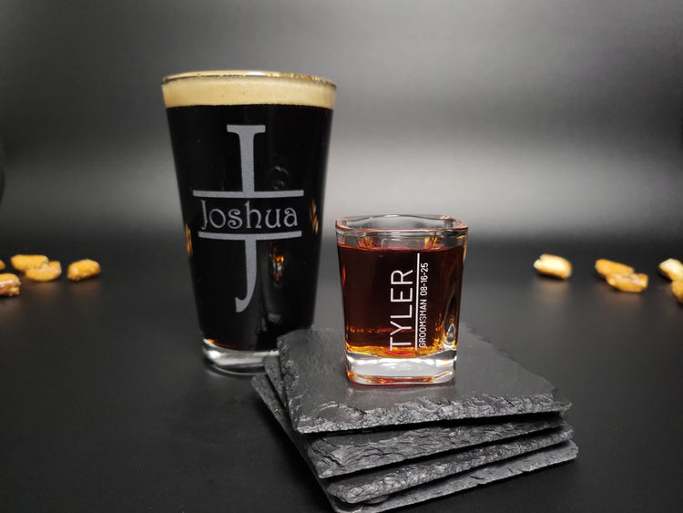 Engraved Shot Glass Collection β Personalized 2oz Square Glasses