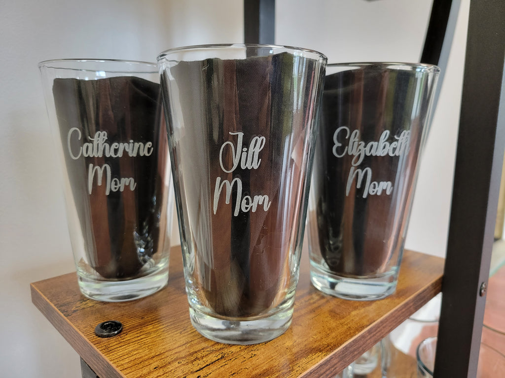 Custom "Mom" Pint Glass - Perfect for Mother's Day