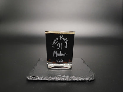 Happy Birthday Engraved Shot Glass – Personlized 2oz Barware