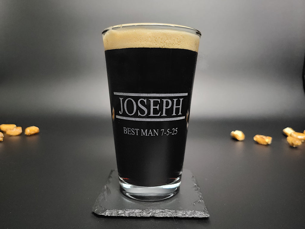 Prestige Engraved Pint Glass – Personalized 16oz Barware